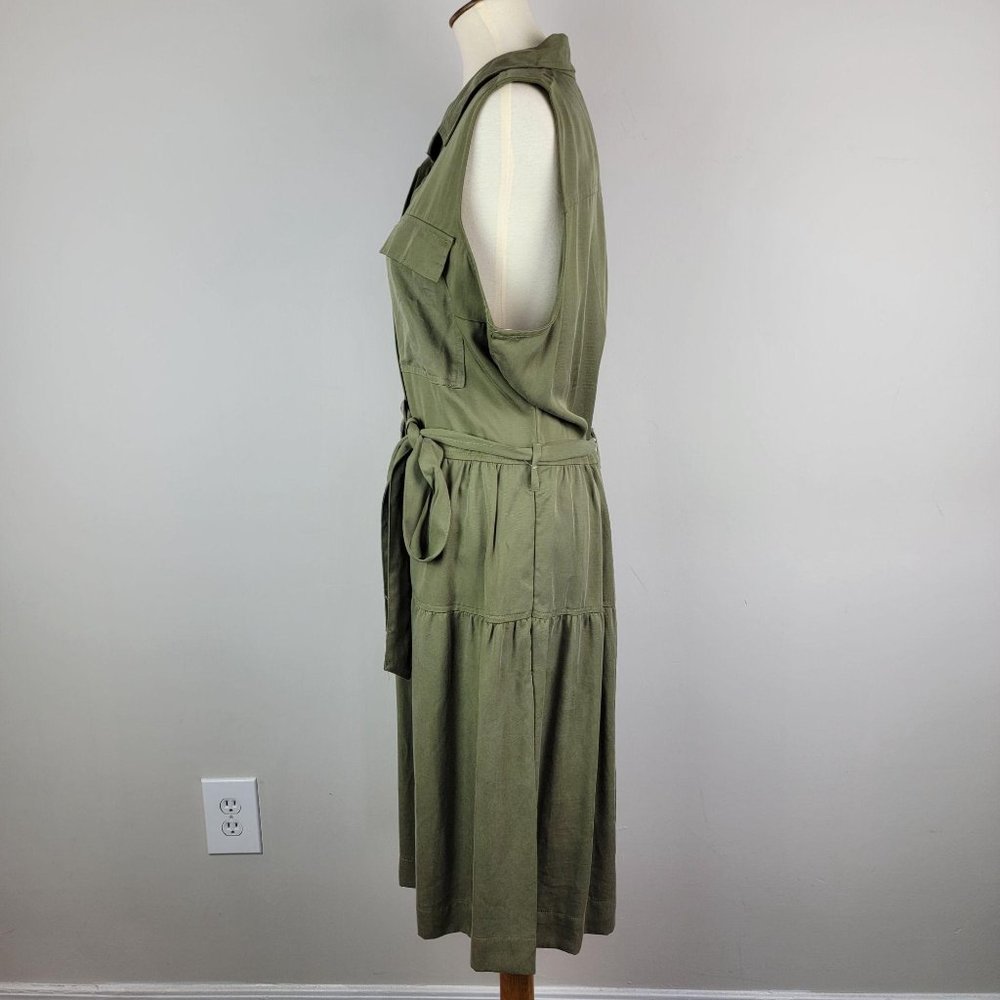 Maison Jules Plus Size Olive Green Utility-Pocket Shirt Dress Size XXL - Picture 4 of 12